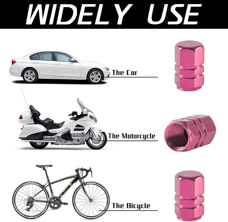 JUSTTOP Car Tire Valve Stem Caps, 12pcs Air Caps Cover, Universal for Cars, SUVs, Bike, Trucks and Motorcycles-Pink - Image 3
