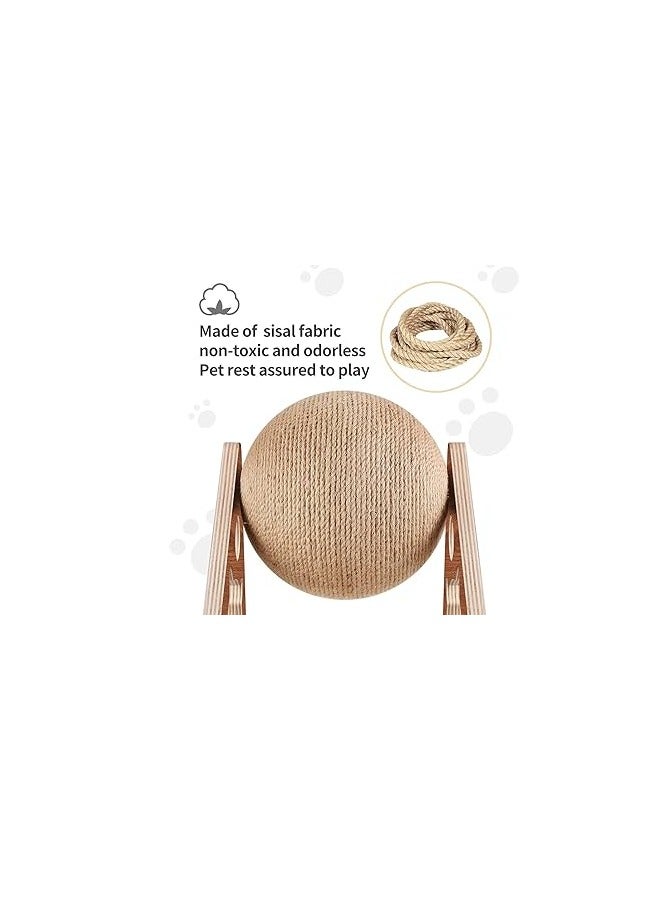 vsell24 Interactive Play Toy for Cats Wooden Pet Cat Scratch Ball with Sisal Rope, Grinding Paws Scratcher, and Climbing Frame - Image 2