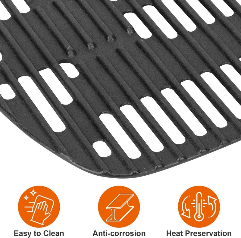 DELSbbq Cast Iron Cooking Grates for Weber Traveler Portable 9010001 9020001 9030001 9013001 Grills, Grill Grate Replacement Parts for Weber Traveler Portable Gas Grill Stealth Edition, 2 Pack - Image 3