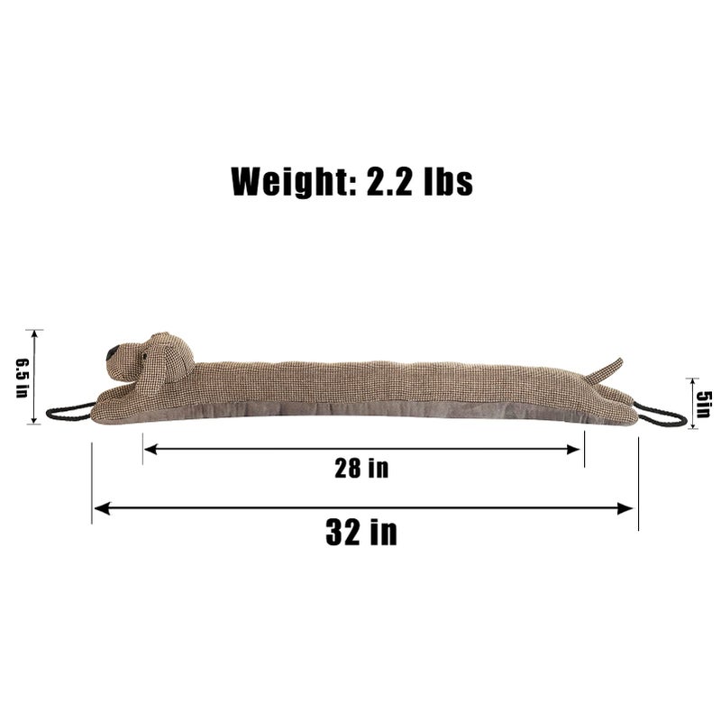 Marwood Under Door Draft Stopper Decorative Wind Stopper 32 inch for Door & Window, Weighted Animal Air Draft Stopper Snake Noise Blocker for Bottom of Door with Hanging Loops -Brown Dog - Image 2