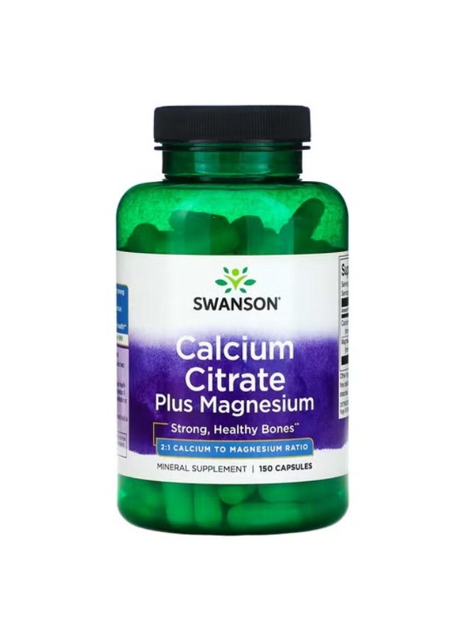 SWANSON Calcium Citrate Plus Magnesium 150 Capsules