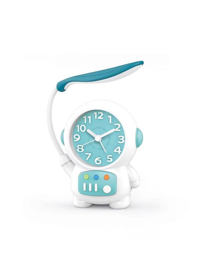 الأزرق جي دبليو مصباح منبه رائد فضاء جديد يدمج ساعة الكرتون ، يستيقظ الطلاب لتعلم مصابيح LED بجانب السرير - Image 1