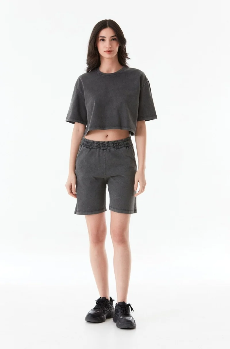 FullaModa Basic Set with Elastic Waist Shorts