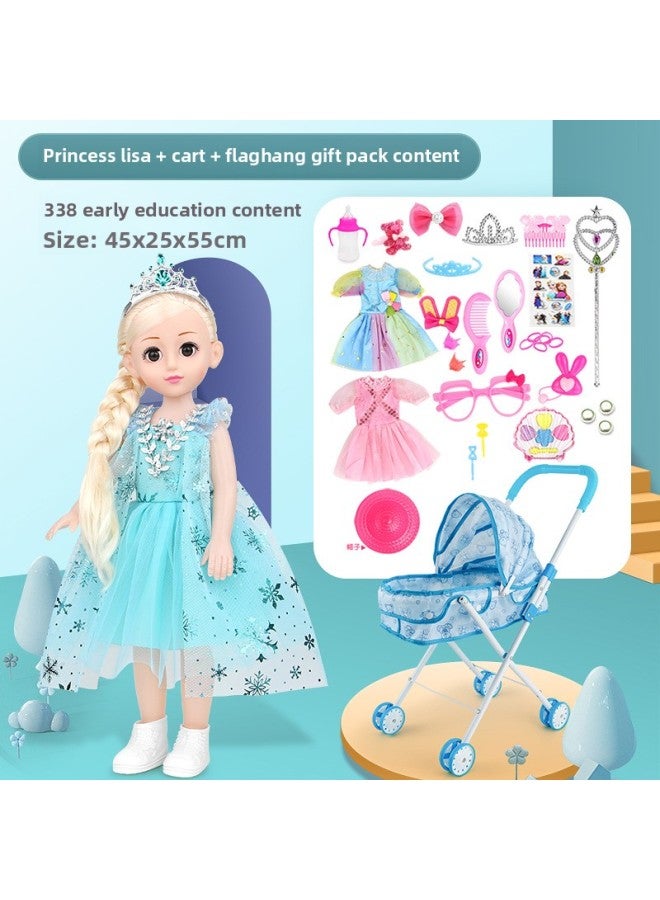 Children's Trolley Toy Foldable With Doll Baby Baby Little Girl Girl Play House Wholesale-Color:Princess Lisa + Bear Trolley + Flagship Gift Bag
