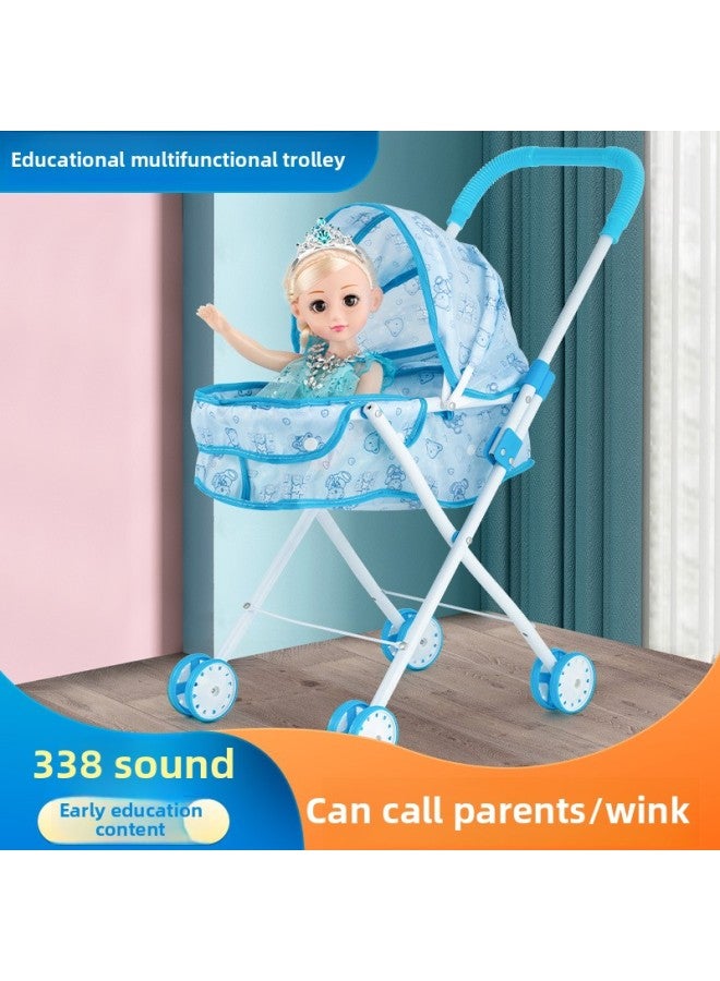Children's Trolley Toy Foldable With Doll Baby Baby Little Girl Girl Play House Wholesale-Color:Princess Lisa + Bear Trolley + Flagship Gift Bag