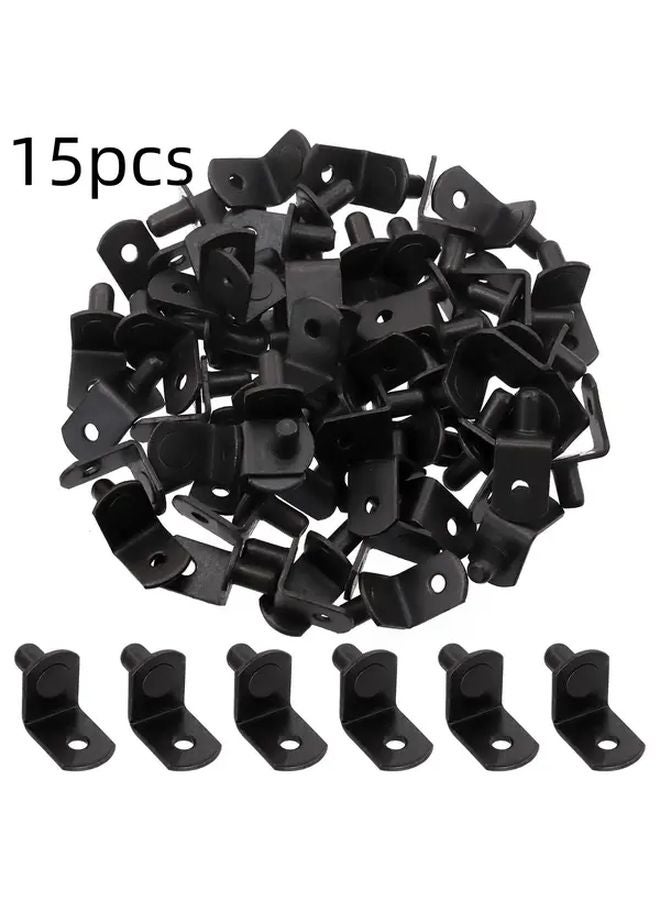 Black L Shaped Shelf Support Pegs 15pcs Heavy Duty Metal Cabinet Brackets - Image 1