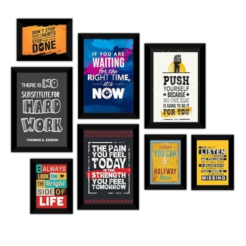 PAPER PLANE DESIGN Motivational Quotes Framed Posters - Inspirational Frames Abstract Wall Art Paintings For Home, Living Room Office Wall Décor. (Set of 8) - Image 1