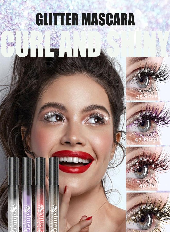DuaTana Gold Glitter Mascara,Waterproof Sparkle Diamond Shimmer Define Long Lasting Curling Mascara, Multi-Use Colorful Voluminzing Lengthening for Eyelashes for Party Festival Eyes Makeup -06 - Image 2
