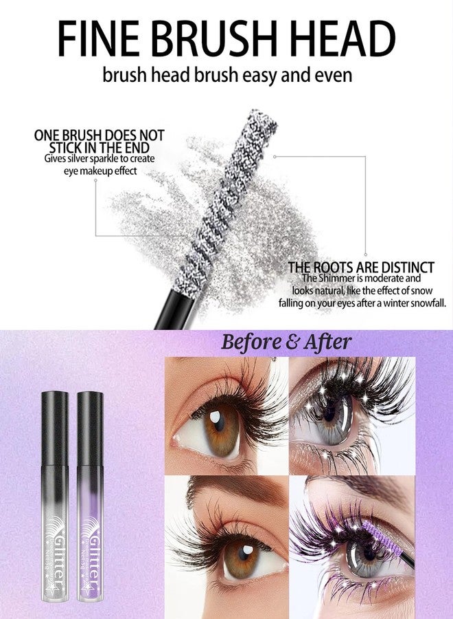 DuaTana Gold Glitter Mascara,Waterproof Sparkle Diamond Shimmer Define Long Lasting Curling Mascara, Multi-Use Colorful Voluminzing Lengthening for Eyelashes for Party Festival Eyes Makeup -06 - Image 4