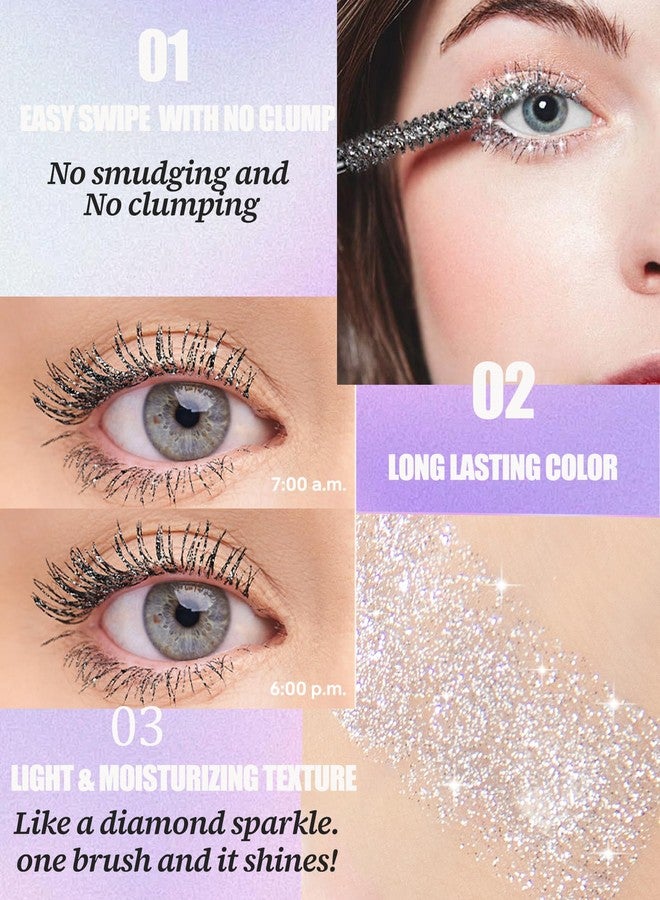 DuaTana Gold Glitter Mascara,Waterproof Sparkle Diamond Shimmer Define Long Lasting Curling Mascara, Multi-Use Colorful Voluminzing Lengthening for Eyelashes for Party Festival Eyes Makeup -06 - Image 3