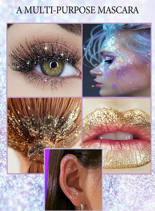 DuaTana Gold Glitter Mascara,Waterproof Sparkle Diamond Shimmer Define Long Lasting Curling Mascara, Multi-Use Colorful Voluminzing Lengthening for Eyelashes for Party Festival Eyes Makeup -06 - Image 5