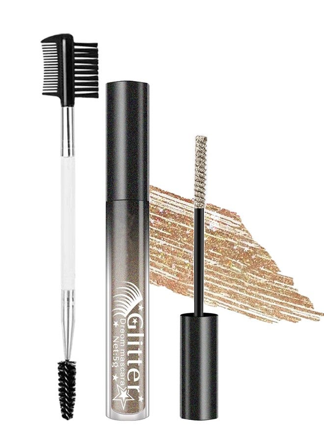 DuaTana Gold Glitter Mascara,Waterproof Sparkle Diamond Shimmer Define Long Lasting Curling Mascara, Multi-Use Colorful Voluminzing Lengthening for Eyelashes for Party Festival Eyes Makeup -06 - Image 1