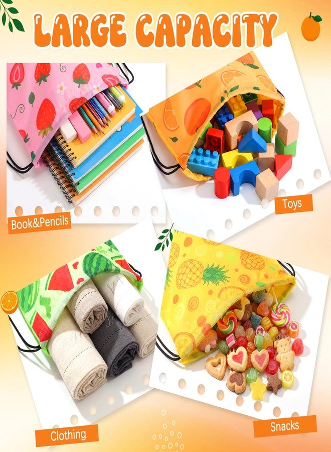 Aliceset 20 Pack Fruit Party Favor Gift Bags Bulk, Cute Fruit Drawstring Backpacks, Orange Pineapple Strawberry Watermelon Tutti Frutti Goodies Bags for Beach Summer Birthday Party Favors (11.81x9.84 - Image 4