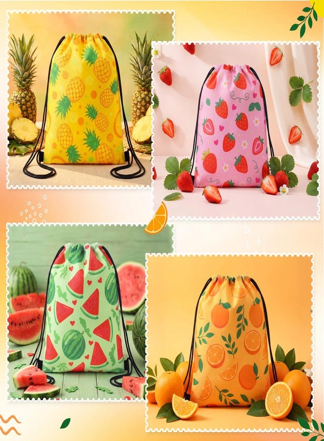 Aliceset 20 Pack Fruit Party Favor Gift Bags Bulk, Cute Fruit Drawstring Backpacks, Orange Pineapple Strawberry Watermelon Tutti Frutti Goodies Bags for Beach Summer Birthday Party Favors (11.81x9.84 - Image 5