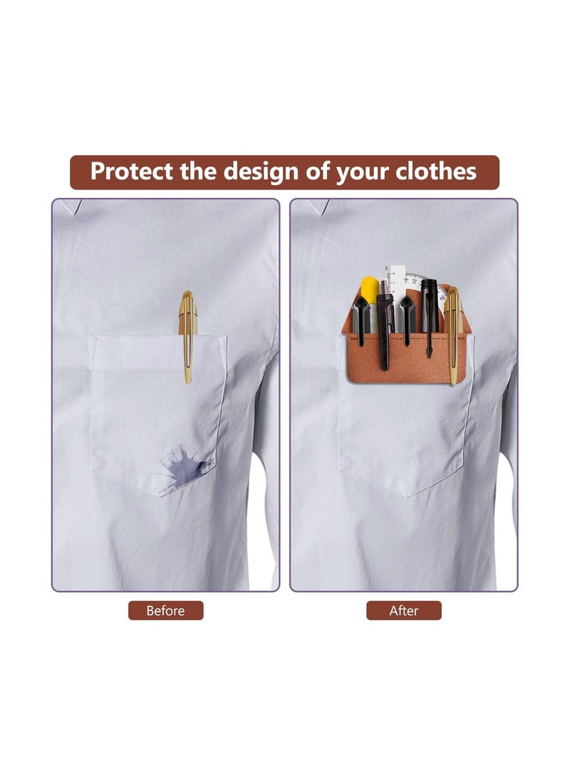 SOLARAE Pocket Protector, 2 Pieces PU Leather Pocket Pen Holder Organizer,  Pouch for Shirts Lab Coats Pants Pen Sleeve MultiPurpose Pen Pocket Holds Pens Pointers Pencils and Notes Card (Brown, Black) - Image 5