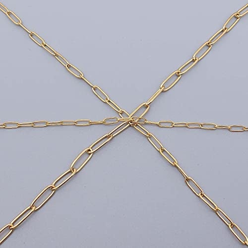 THREENEST 16.4-Feet Width 2.5mm Stainless Steel Paperclip Chains, 18K Real Gold Plated, Soldered Cable Long Craft Chain for Necklace Bracelet Earring Jewelry Making (2200-GOLD-5M) - Image 3