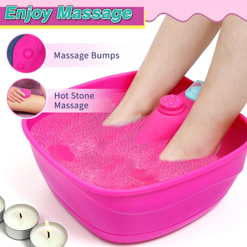 Golray Kid Foot Spa & Nail Kit, Girl Gift for 5 6 7 8-12 Year Old Toys Manicure Pedicure Art Salon, Massage Bubble & Music Foot Soak Tub, Spa Day Sleepover Party Supply Christmas Girl Birthday Gift - Image 2