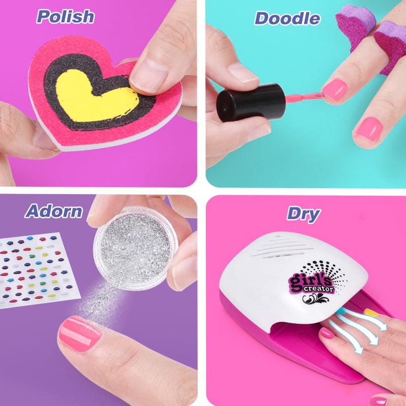 Golray Kid Foot Spa & Nail Kit, Girl Gift for 5 6 7 8-12 Year Old Toys Manicure Pedicure Art Salon, Massage Bubble & Music Foot Soak Tub, Spa Day Sleepover Party Supply Christmas Girl Birthday Gift - Image 5