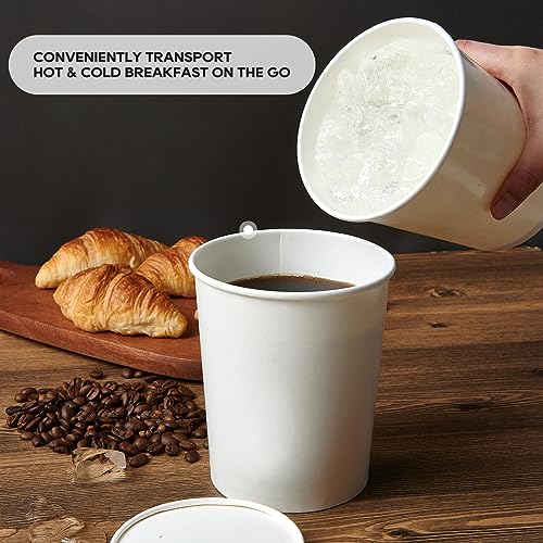 JOLLY PARTY 25pack 32oz Paper Soup Containers with Lids, Disposable Food Cups, White Ice Cream Bowls, Paper food Storage with Vented Lids, for Restaurants, To-Go Lunch - Image 3