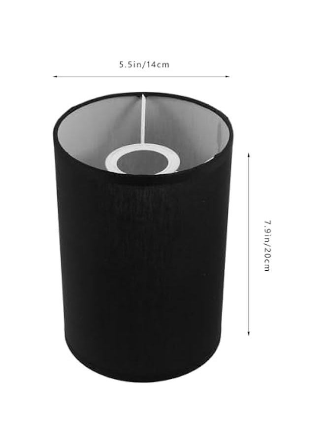 Generic Natural Linen Lamp Shade E27 Cylinder Light Shade Drum Lampshade Clip on Lamp Covers For Table Floor Pendant Light Black  - Image 2