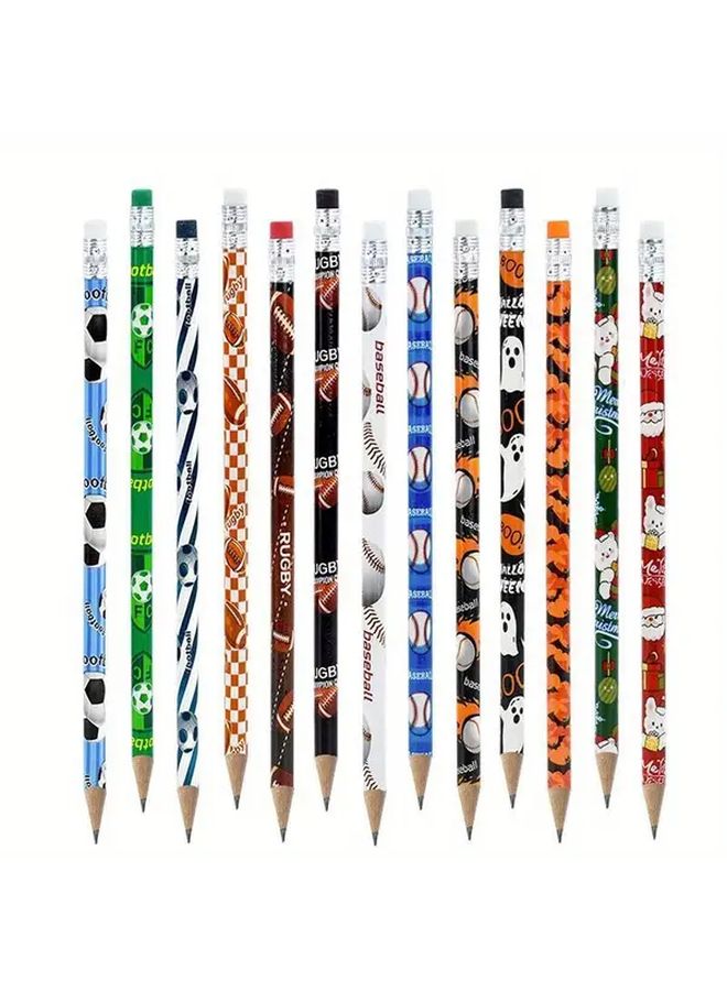 12 Sports Themed HB Pencils Baseball Football Party Favors Birthday Gifts A05 - Image 1