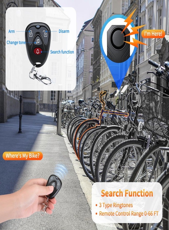 WSDCAM Wireless Bike Alarm with Remote, Rechargeable 113dB Loud Bicycle Alarm System Anti Theft, IP65 Waterproof, Bike Alarms for E-Bikes, Motorcycles, Scooter, Outdoor Riding and Cycling Safety - Image 5