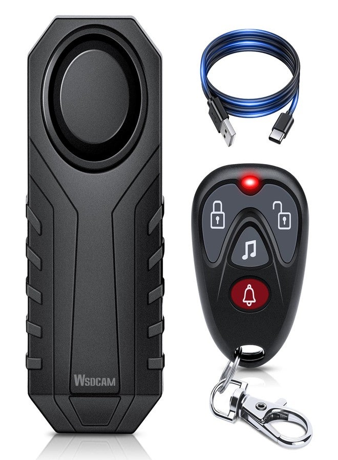 WSDCAM Wireless Bike Alarm with Remote, Rechargeable 113dB Loud Bicycle Alarm System Anti Theft, IP65 Waterproof, Bike Alarms for E-Bikes, Motorcycles, Scooter, Outdoor Riding and Cycling Safety - Image 1