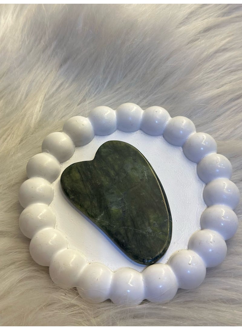 Gua Sha Facial Tool, Natural Guasha Jade Stone GuaSha Board Gua Sha Sc Massage Tool with Smooth Edge for Physical Therapy and SPA Acupuncture Therapy Used for Face, Eyes, Neck and Body (1PC) GSHN3