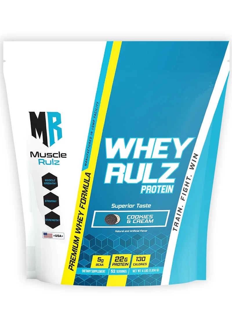 Muscle Rulz Whey Rulz Protein 4lbs Whey Protein Bag COOKIES AND CREAM - Image 1