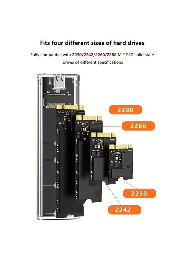 علبة 1 من NVME M2 SSD شفافة، غلاف قرص صلب خارجي، PCIe 3 و4 و5 - Image 5