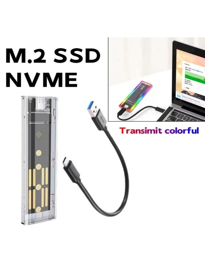 علبة 1 من NVME M2 SSD شفافة، غلاف قرص صلب خارجي، PCIe 3 و4 و5 - Image 2