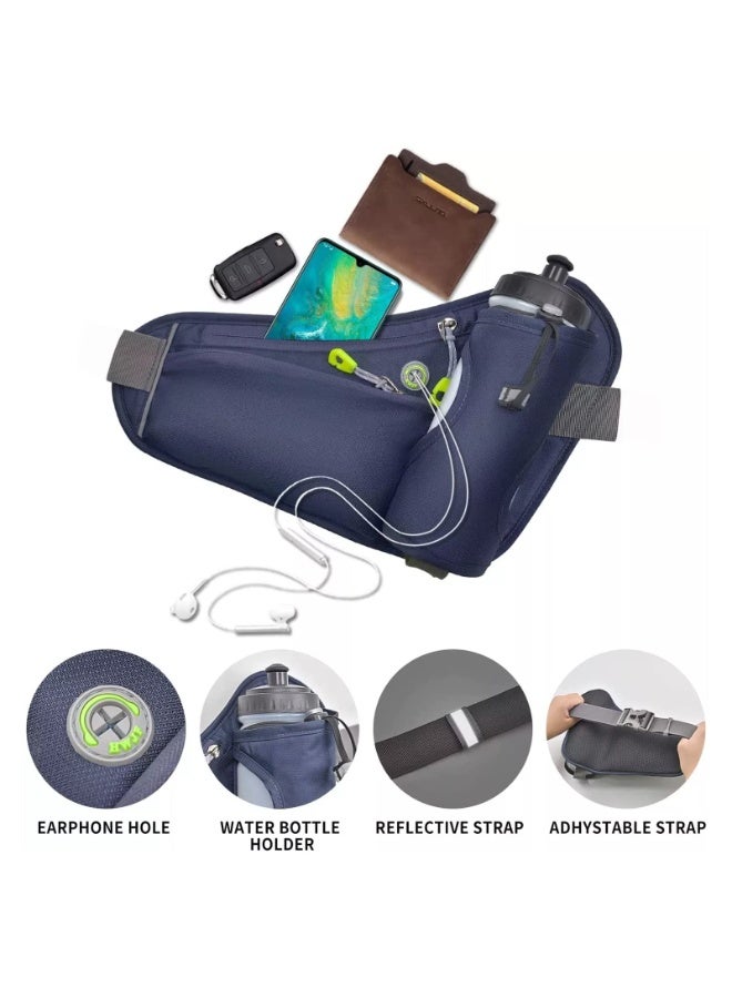 Pack with Water Bottle Holder, Hydration Running Belt for Men Women Adjustable Strap Waist Bag Suitable for Hiking Running Walking Jogging Camping(Bottle Not Included) (Black) - Image 4