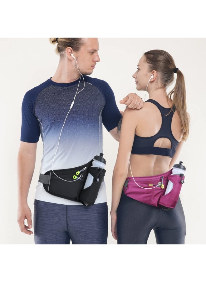 Pack with Water Bottle Holder, Hydration Running Belt for Men Women Adjustable Strap Waist Bag Suitable for Hiking Running Walking Jogging Camping(Bottle Not Included) (Black) - Image 2
