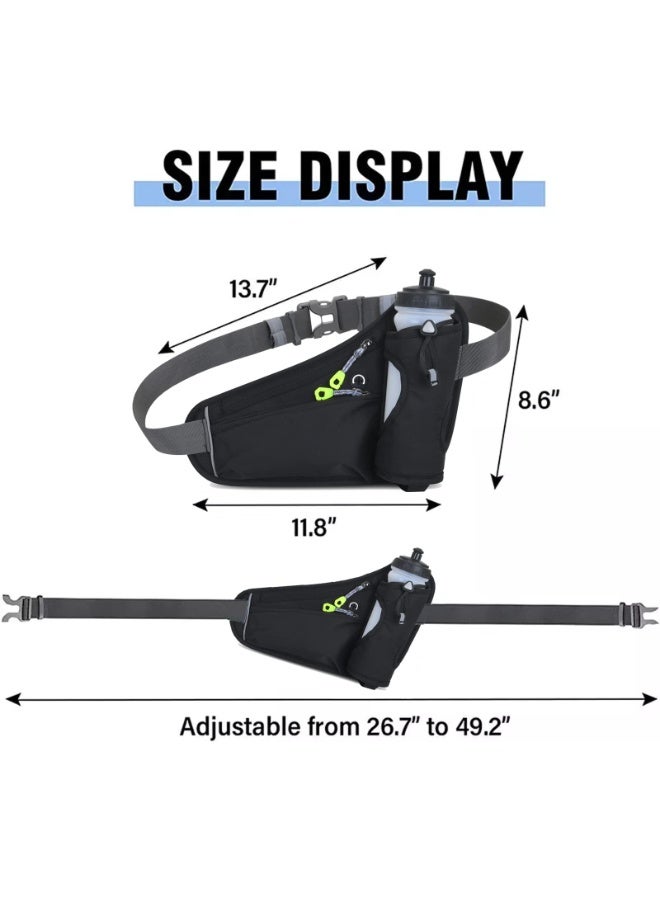 Pack with Water Bottle Holder, Hydration Running Belt for Men Women Adjustable Strap Waist Bag Suitable for Hiking Running Walking Jogging Camping(Bottle Not Included) (Black) - Image 3