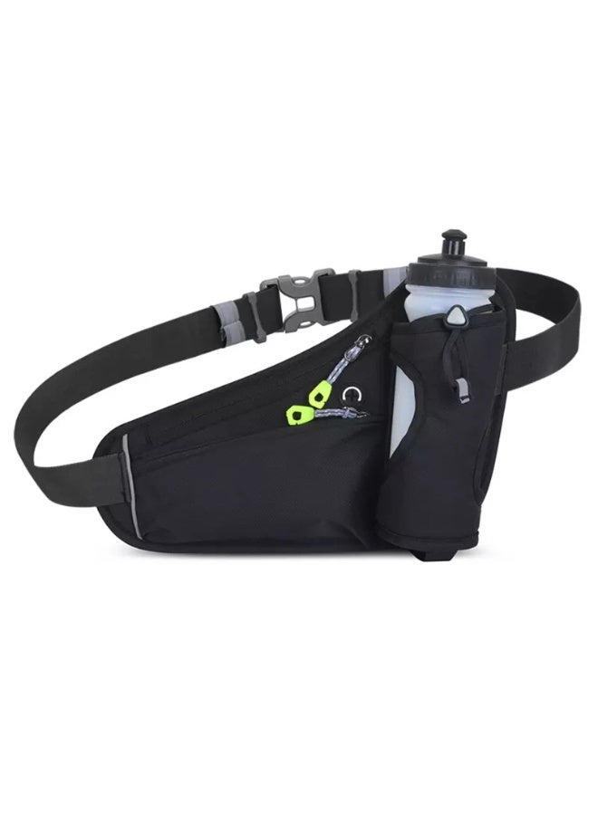Pack with Water Bottle Holder, Hydration Running Belt for Men Women Adjustable Strap Waist Bag Suitable for Hiking Running Walking Jogging Camping(Bottle Not Included) (Black) - Image 1