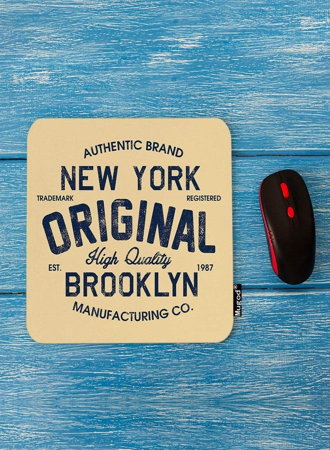 Mugod Original Mouse Pad New York Brooklyn Lettering Vintage Brown Black Mouse Mat Non-Slip Rubber Base Mousepad for Computer Laptop PC Gaming Working Office & Home 9.5x7.9 Inch - Image 2