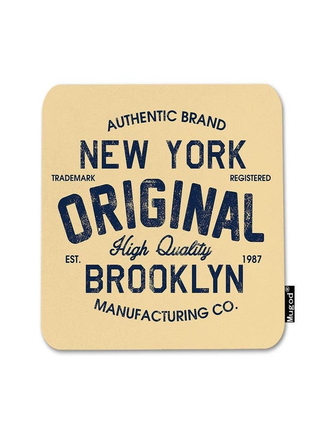 Mugod Original Mouse Pad New York Brooklyn Lettering Vintage Brown Black Mouse Mat Non-Slip Rubber Base Mousepad for Computer Laptop PC Gaming Working Office & Home 9.5x7.9 Inch - Image 1