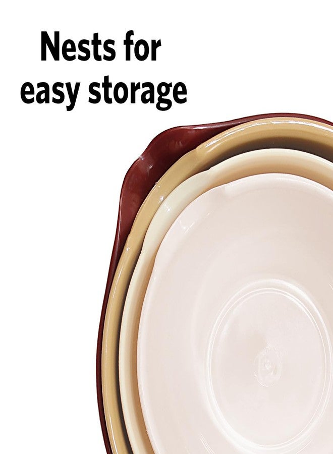 Glad Mixing Bowls with Pour Spout, Set of 4 - Nesting Plastic Bowls (1.2qt, 1.9qt, 2.8qt, and 3qt with Handle) - Non Slip Base, Dishwasher Safe Kitchen Cooking and Baking Supplies, Beige - Image 4