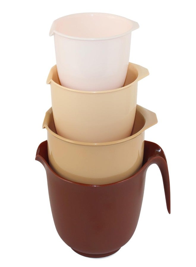 Glad Mixing Bowls with Pour Spout, Set of 4 - Nesting Plastic Bowls (1.2qt, 1.9qt, 2.8qt, and 3qt with Handle) - Non Slip Base, Dishwasher Safe Kitchen Cooking and Baking Supplies, Beige - Image 1