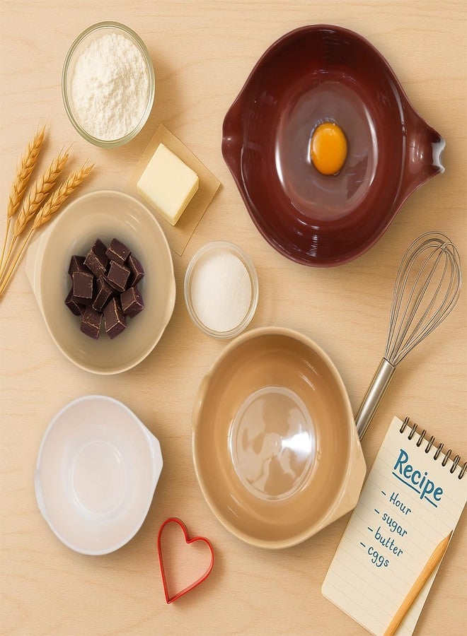 Glad Mixing Bowls with Pour Spout, Set of 4 - Nesting Plastic Bowls (1.2qt, 1.9qt, 2.8qt, and 3qt with Handle) - Non Slip Base, Dishwasher Safe Kitchen Cooking and Baking Supplies, Beige - Image 2