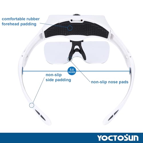 YOCTOSUN Magnifying Glasses with 4 LED Lights, Headband Magnifier with 5 Detachable Lenses 1X, 1.5X, 2X, 2.5X 3.5X -Rechargeable Hands Free Lighted Head Magnifier Glass for Crafts, Cross Stitch, Hobby - Image 5
