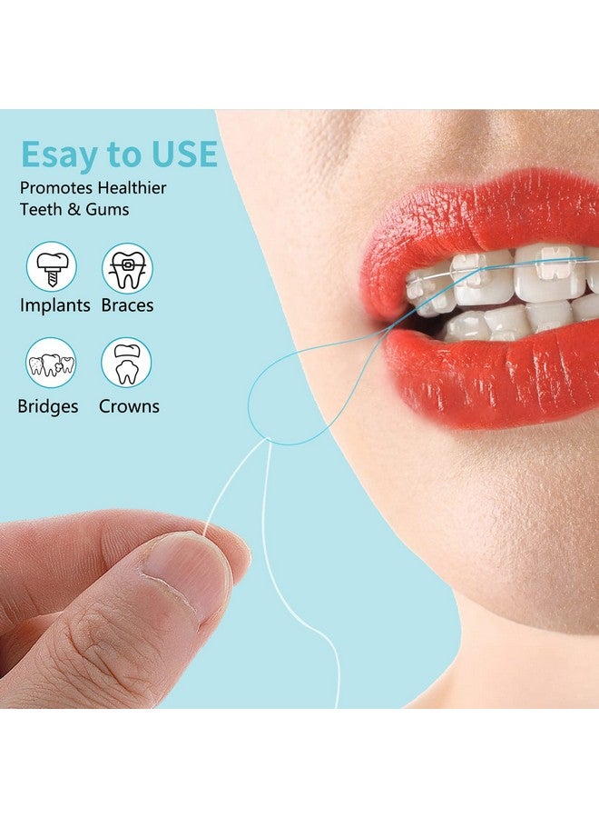 ولهيف 100 قطعة من خيوط تنظيف الأسنان متعددة الوظائف لتنظيف التقويمات والجسور والغرسات (أزرق) - Image 5