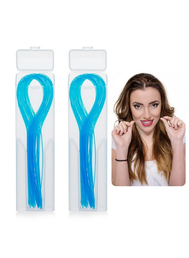 ولهيف 100 قطعة من خيوط تنظيف الأسنان متعددة الوظائف لتنظيف التقويمات والجسور والغرسات (أزرق) - Image 3