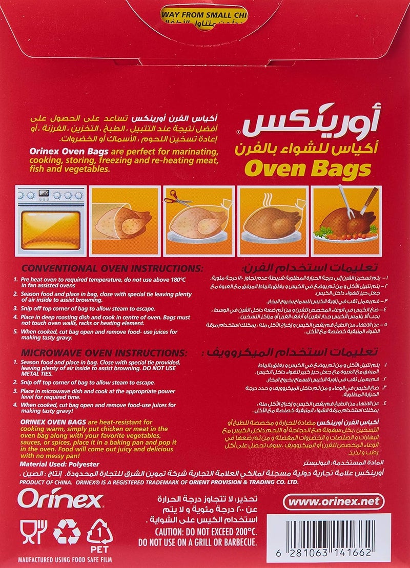 Orinex Oven Bags 43/55Cm ,Jumbo, 6Bgs, Clear - Image 2
