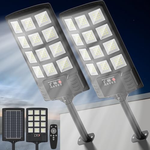 Heisolcool Abs Solar Street Lights Outdoor Waterproof, 38000LM, Wide Angle Flood Light, LED Solar Parking Light with Motion Sensor and Remote Control, Suitable for Street, Parking Parking lot-2PACK - Image 1