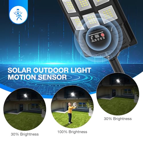 Heisolcool Abs Solar Street Lights Outdoor Waterproof, 38000LM, Wide Angle Flood Light, LED Solar Parking Light with Motion Sensor and Remote Control, Suitable for Street, Parking Parking lot-2PACK - Image 2