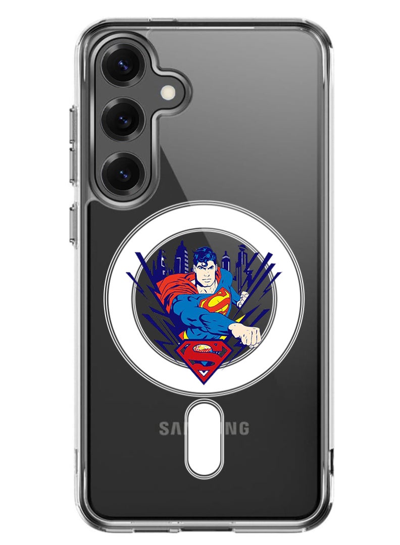 Theodor Magnetic Case for Samsung Galaxy S25 6.2-inch Compatible with MagSafe Wireless Charging, Shockproof Phone Bumper Cover Superman - Image 1