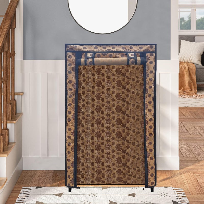 PHILOSHOP PHILOSHOP Shoe Rack Cover for Home Flower Print Only for 6Layer Portable Foldable Shoe Stand Non Woven Zipper Fabric Cover Pack of 2 - Image 4
