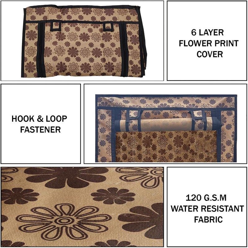 PHILOSHOP PHILOSHOP Shoe Rack Cover for Home Flower Print Only for 6Layer Portable Foldable Shoe Stand Non Woven Zipper Fabric Cover Pack of 2 - Image 3