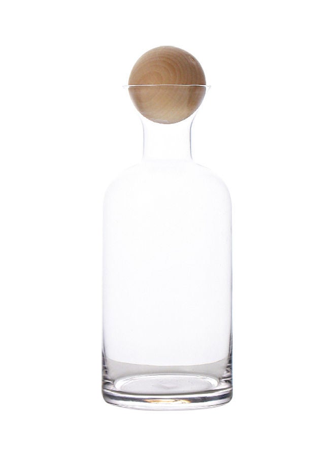 Retro Nordic Glass Straight Pot With Wooden Stopper Clear 10x10x24.5cm - Image 1
